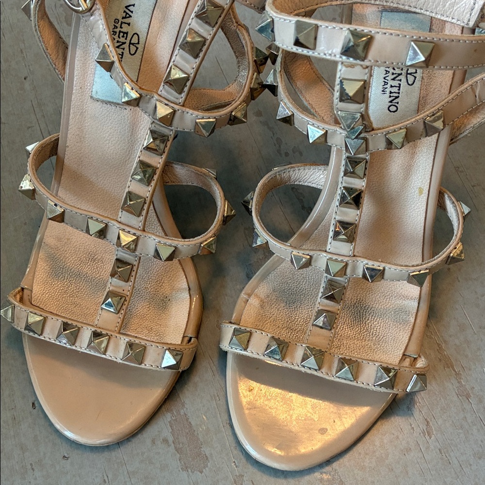 Valentino Rockstud Strappy Heels - Beige - Picture 3 of 14